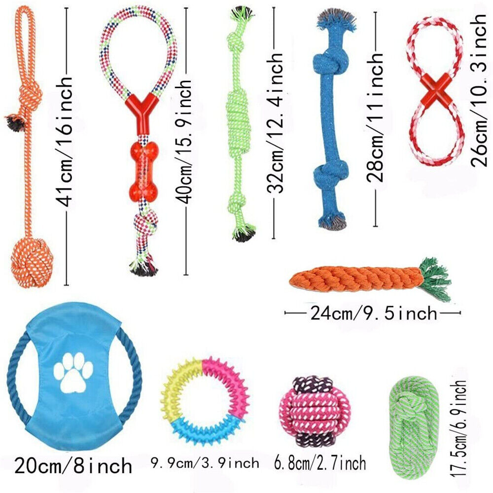 10PC Dog Braided Rope Toys