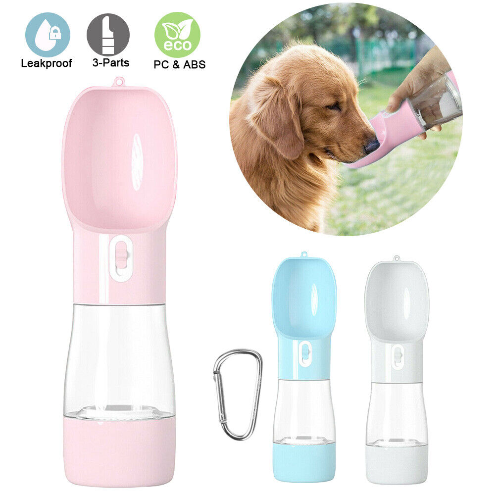 Dog Water Bottle with Carabiner Drinking Cup and Portable Feeder