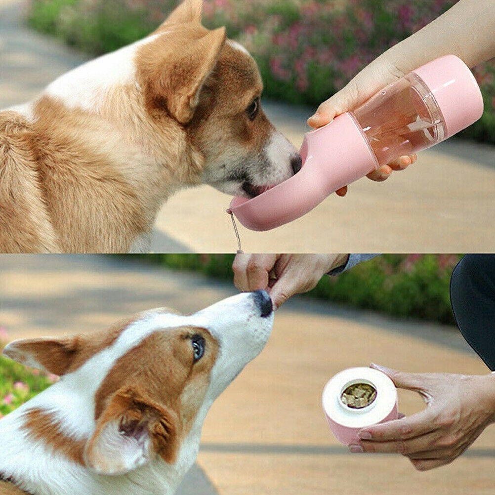 Dog Water Bottle with Carabiner Drinking Cup and Portable Feeder